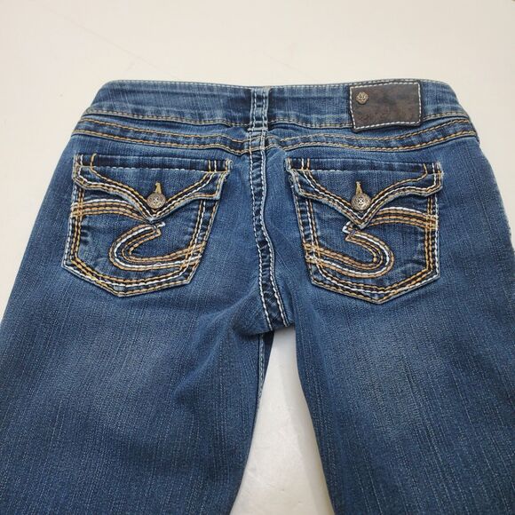 Silver Jeans Womens 28 Mckenzie Crop Mid Rise Dark Wash Thick Stitch Flap Pocket - Picture 3 of 16